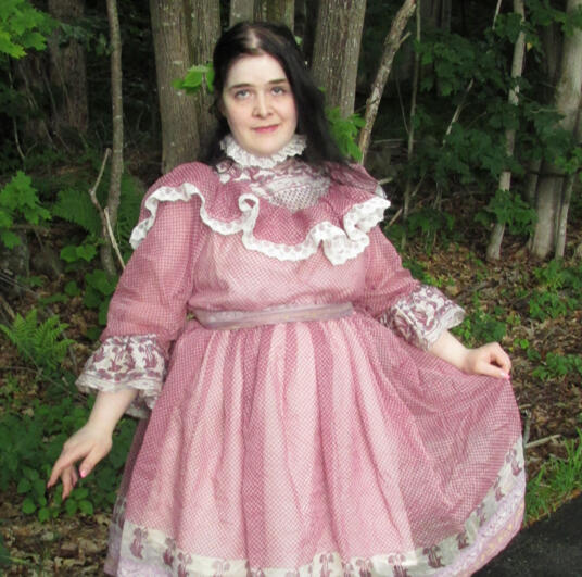 Kathryne in a dress she made.